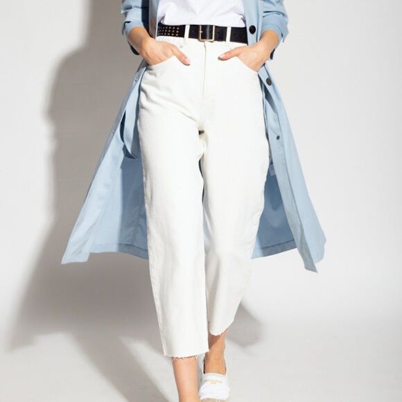 NEW All Saints AllSaints White Hailey High Rise Cropped Wide Leg Jeans Size 27 - Picture 1 of 10